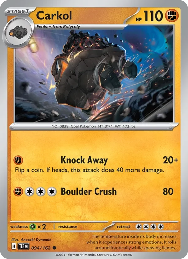 Carkol 094/162 Temporal Forces Pokémon card