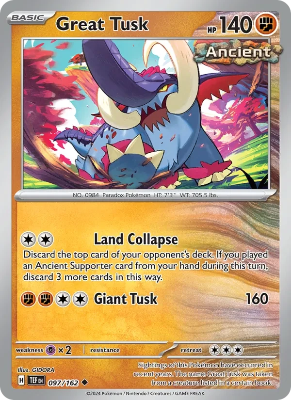 Great Tusk 097/162 Temporal Forces Pokémon card