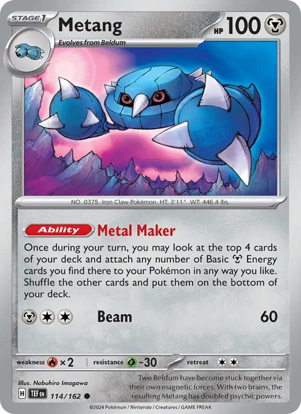 Metang 114/162 Temporal Forces Pokémon card