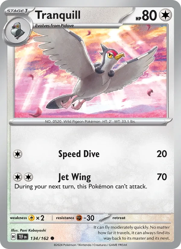 Tranquill 134/162 Temporal Forces Pokémon Karte