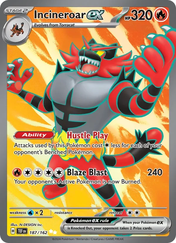 Incineroar ex 187/162 Temporal Forces Pokémon card