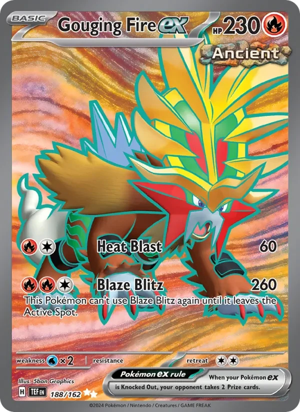 Gouging Fire ex 188/162 Temporal Forces Pokémon Karte
