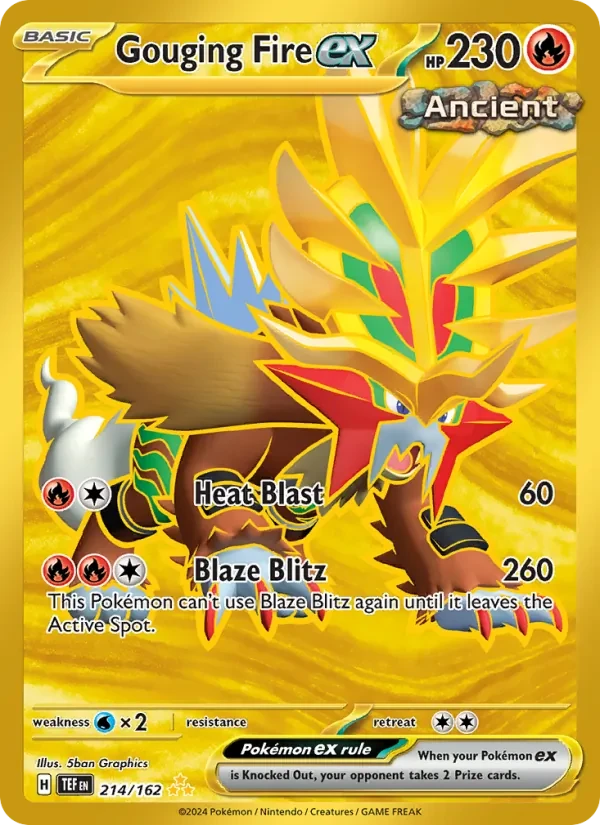 Gouging Fire ex 214/162 Temporal Forces Pokémon card