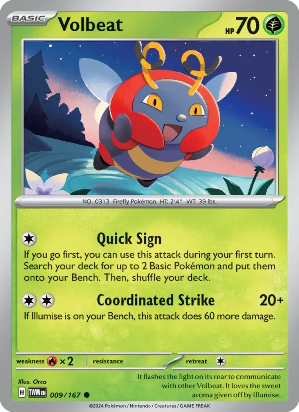 Volbeat 009/167 Twilight Masquerade Pokémon card