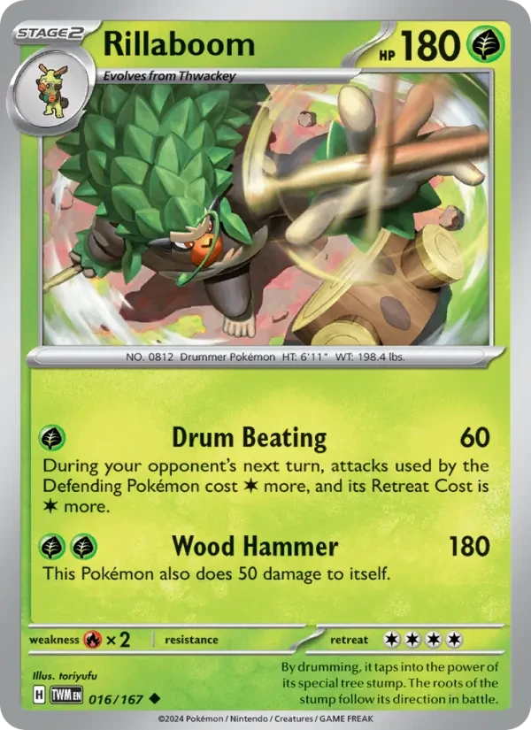 Rillaboom 016/167 Twilight Masquerade Pokémon card