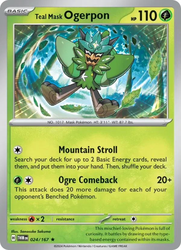 Teal Mask Ogerpon 024/167 Twilight Masquerade Pokémon card