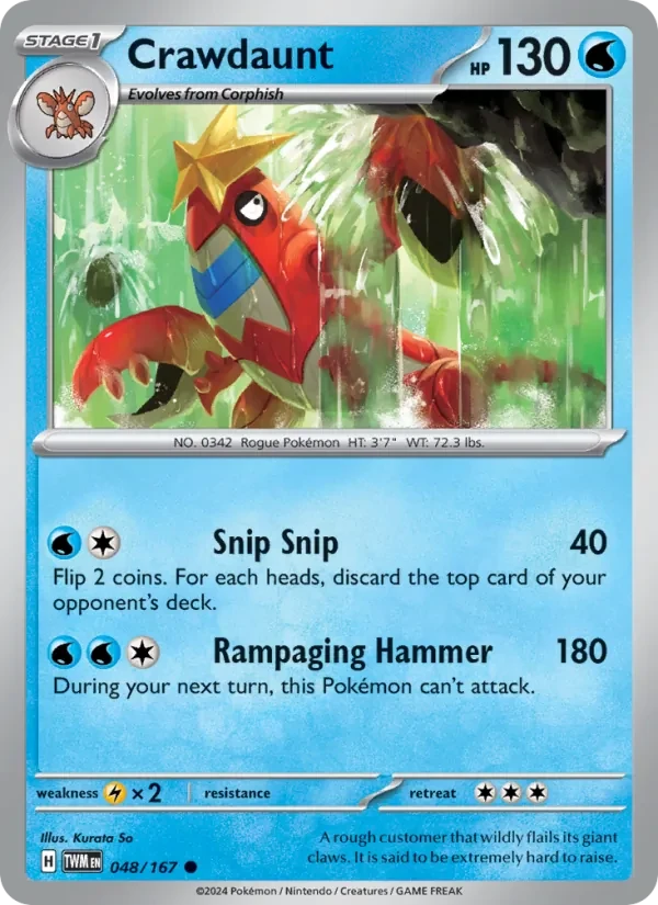Crawdaunt 048/167 Twilight Masquerade Pokémon card