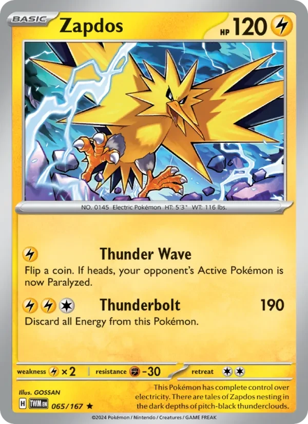 Zapdos 065/167 Twilight Masquerade Pokémon card