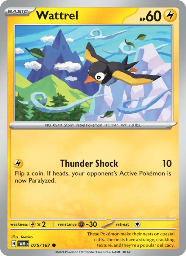 Wattrel 075/167 Twilight Masquerade Pokémon card