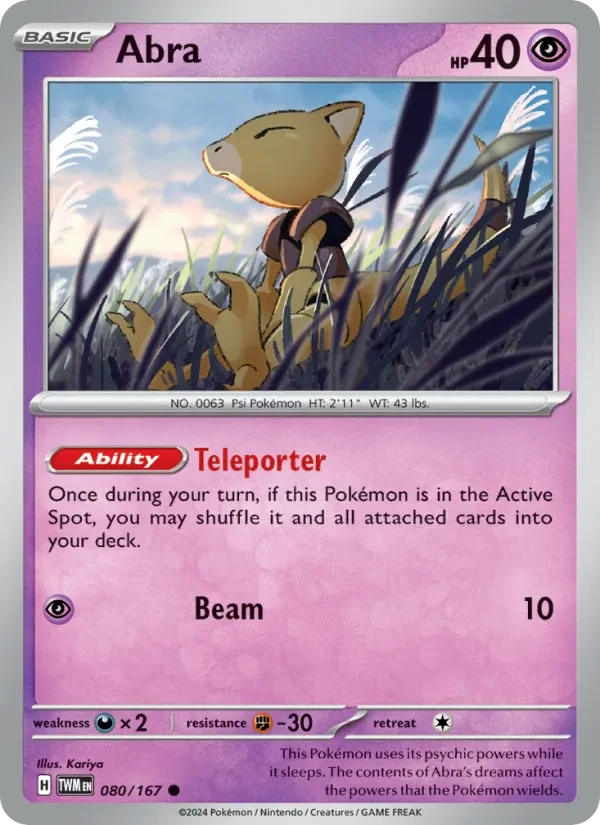 Abra 080/167 Twilight Masquerade Pokémon card