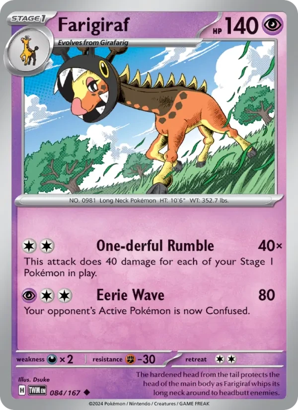 Farigiraf 084/167 Twilight Masquerade Pokémon card