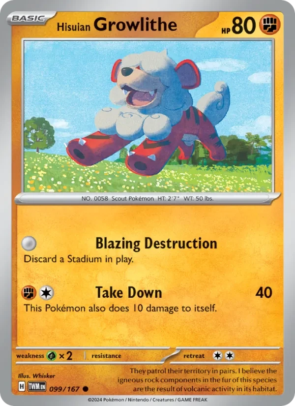 Hisuian Growlithe 099/167 Twilight Masquerade Pokémon card
