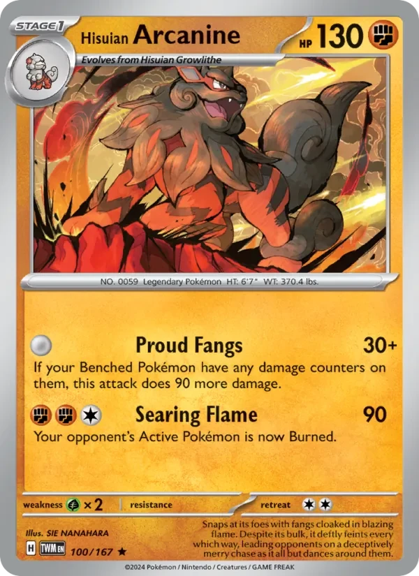 Hisuian Arcanine 100/167 Twilight Masquerade Pokémon Karte