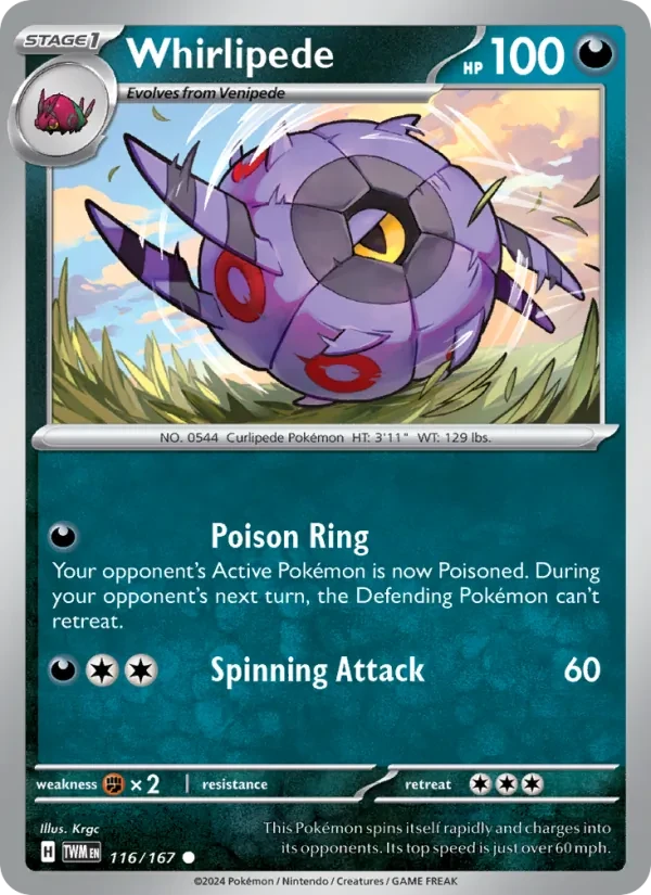 Whirlipede 116/167 Twilight Masquerade Pokémon card