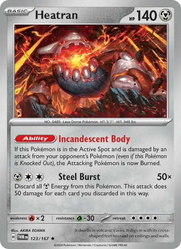 Heatran 123/167 Twilight Masquerade Pokémon Karte