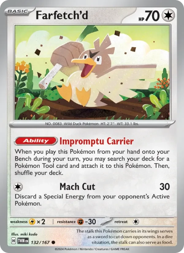 Carte Pokémon Farfetch'd 132/167 Twilight Masquerade