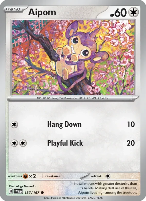 Aipom 137/167 Twilight Masquerade Pokémon card