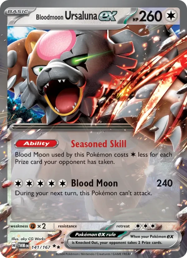 Bloodmoon Ursaluna ex 141/167 Twilight Masquerade Pokémon kaart