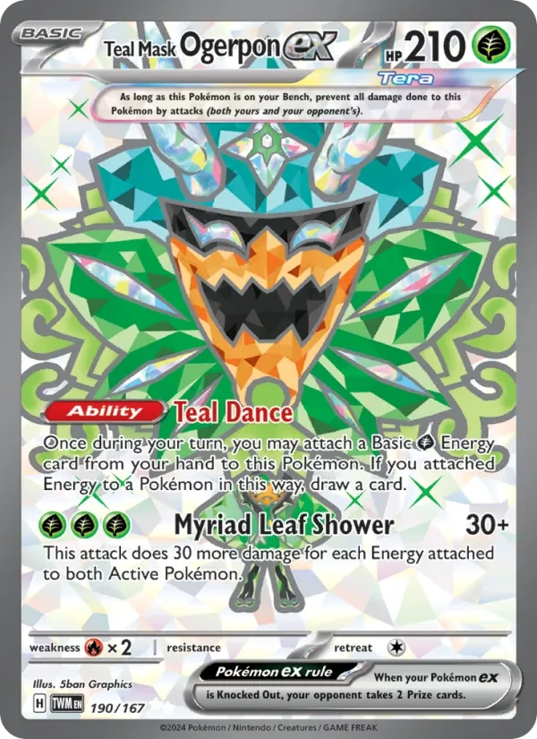 Teal Mask Ogerpon ex 190/167 Twilight Masquerade Pokémon card