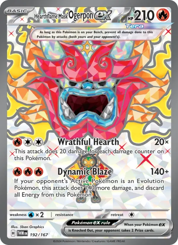Hearthflame Mask Ogerpon ex 192/167 Twilight Masquerade Pokémon card