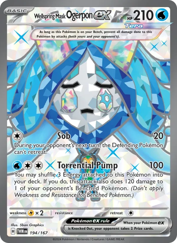 Wellspring Mask Ogerpon ex 194/167 Twilight Masquerade Pokémon card