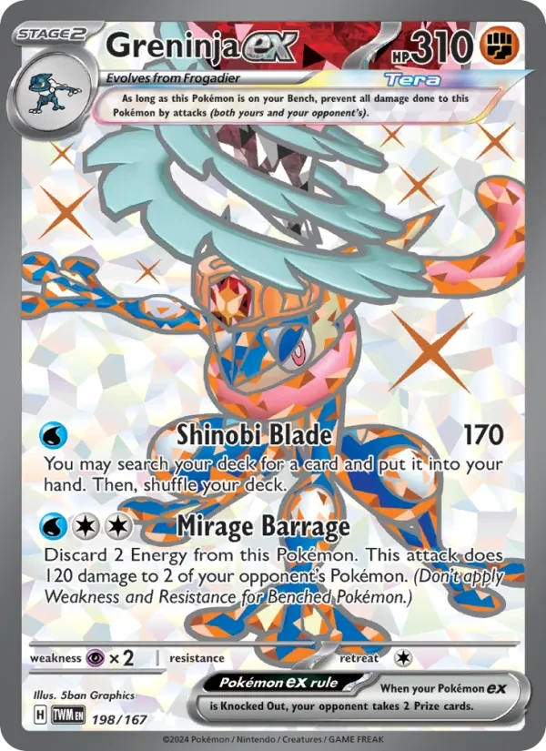 Greninja ex 198/167 Twilight Masquerade Pokémon card