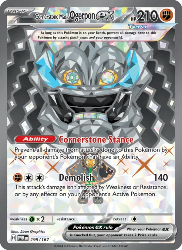 Cornerstone Mask Ogerpon ex 199/167 Twilight Masquerade Pokémon card