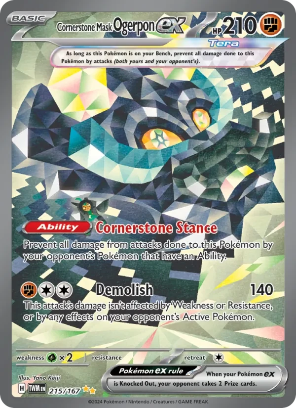 Cornerstone Mask Ogerpon ex 215/167 Twilight Masquerade Pokémon Karte