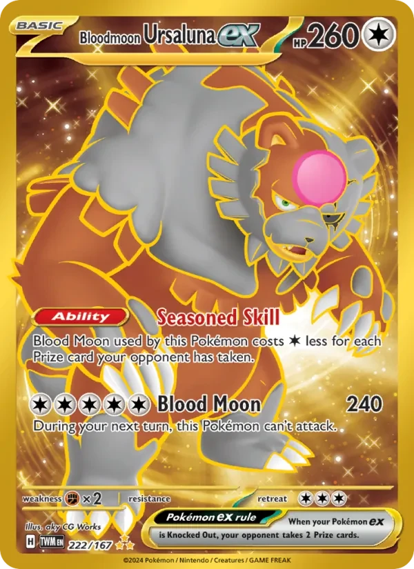 Carta Pokémon Bloodmoon Ursaluna ex 222/167 Twilight Masquerade