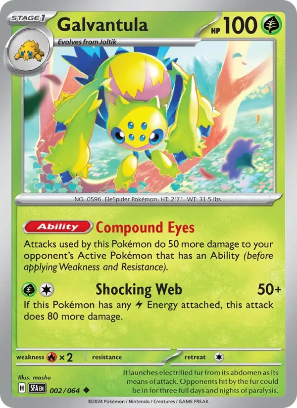 Galvantula 002/64 Shrouded Fable Pokémon Karte