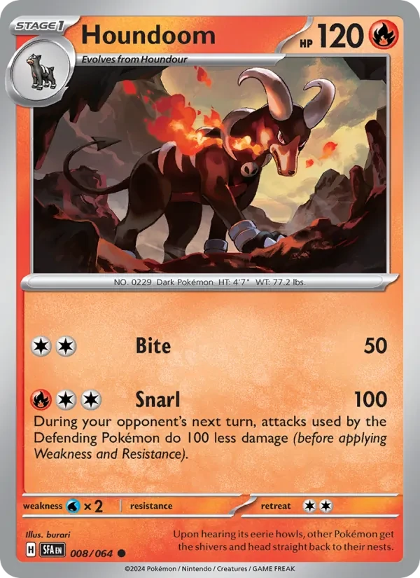 Houndoom 008/64 Shrouded Fable Pokémon card