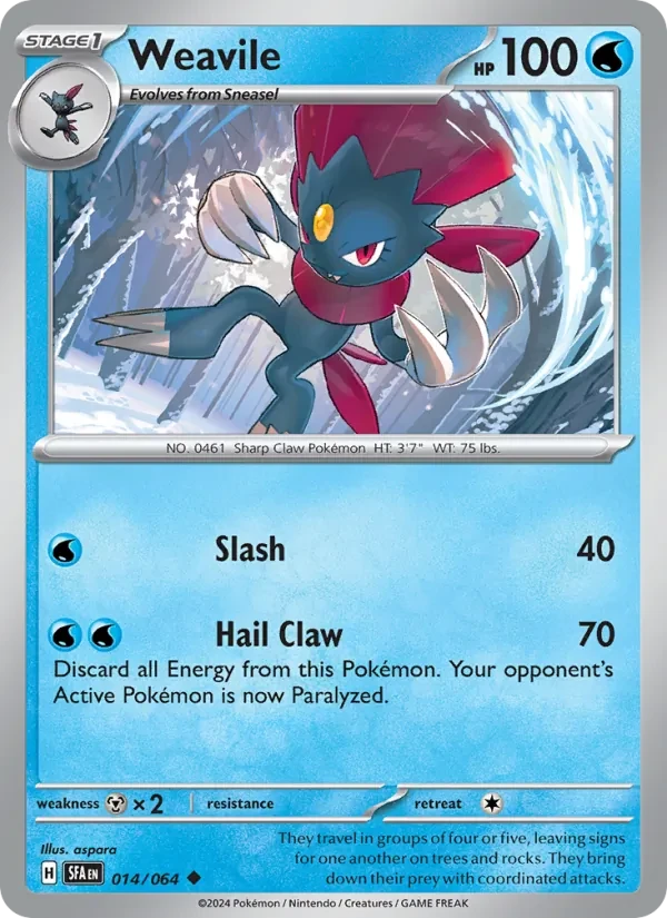 Weavile 014/64 Shrouded Fable Pokémon card