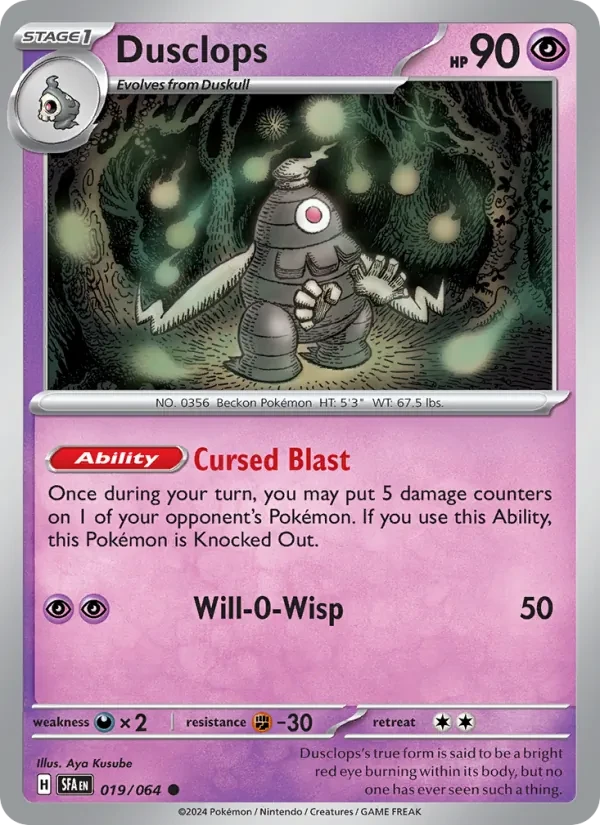 Dusclops 019/64 Shrouded Fable Pokémon card