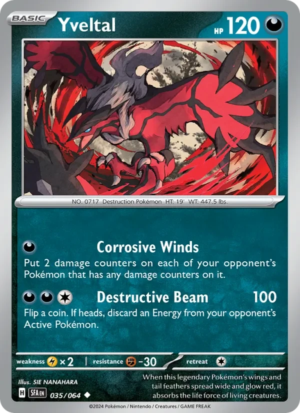 Yveltal 035/64 Shrouded Fable Pokémon card