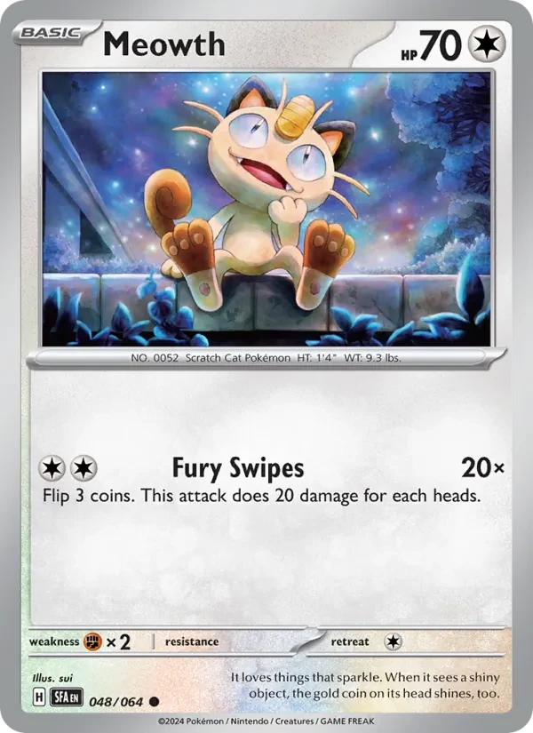 Meowth 048/64 Shrouded Fable Pokémon card