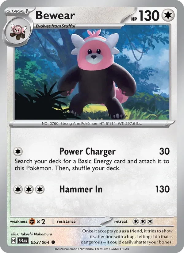 Bewear 053/64 Shrouded Fable Pokémon card