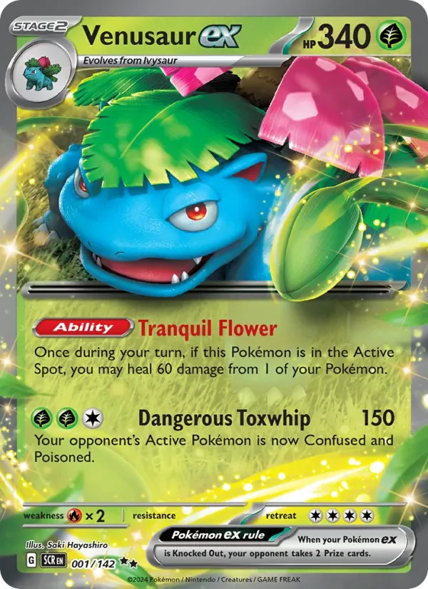 Venusaur ex 001/142 Stellar Crown Pokémon card