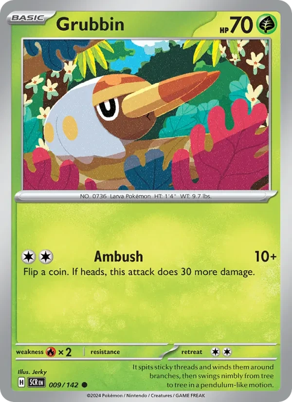 Grubbin 009/142 Stellar Crown Pokémon card