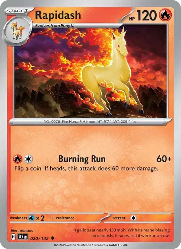Rapidash 020/142 Stellar Crown Pokémon card