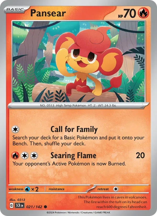 Pansear 021/142 Stellar Crown Pokémon card