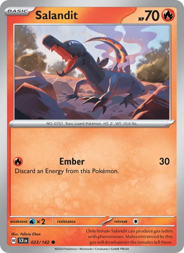 Salandit 023/142 Stellar Crown Pokémon card