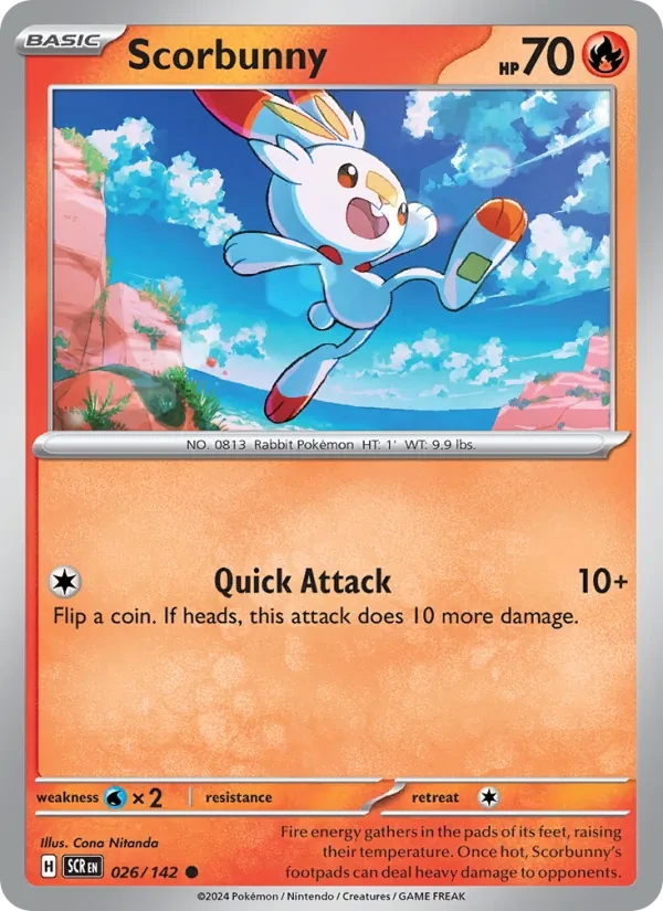 Scorbunny 026/142 Stellar Crown Pokémon card