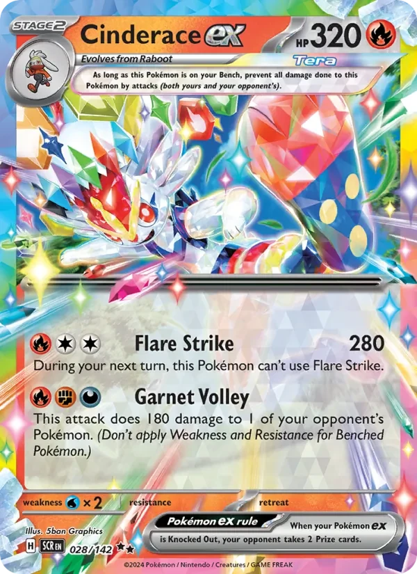 Cinderace ex 028/142 Stellar Crown Pokémon card