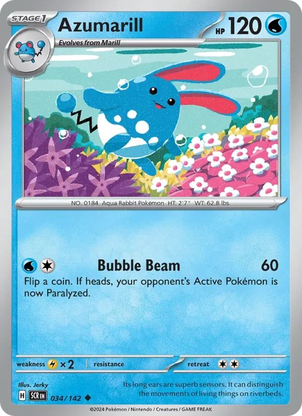 Azumarill 034/142 Stellar Crown Pokémon Karte