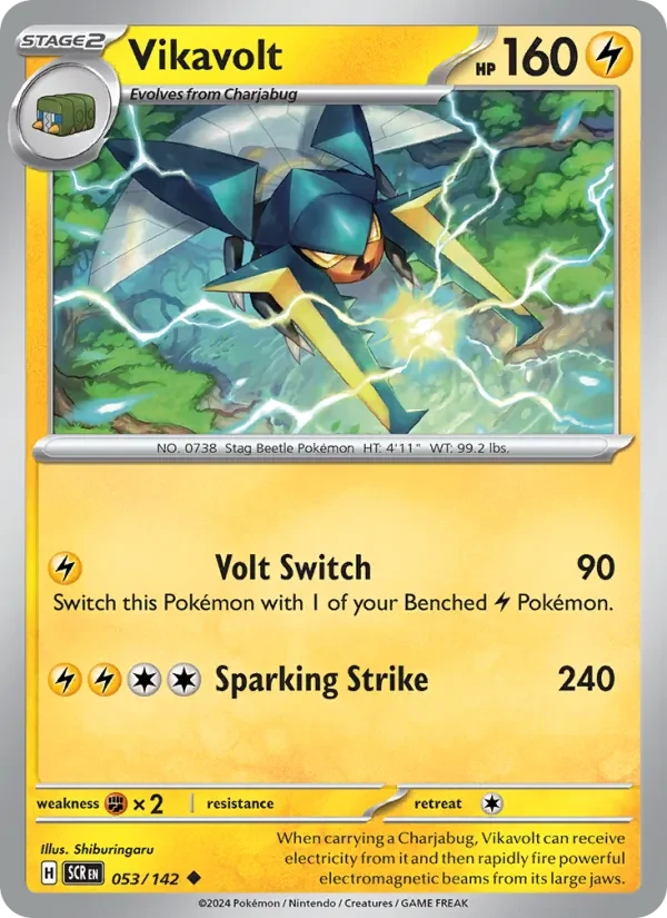 Vikavolt 053/142 Stellar Crown Pokémon card