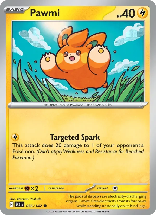 Pawmi 056/142 Stellar Crown Pokémon card