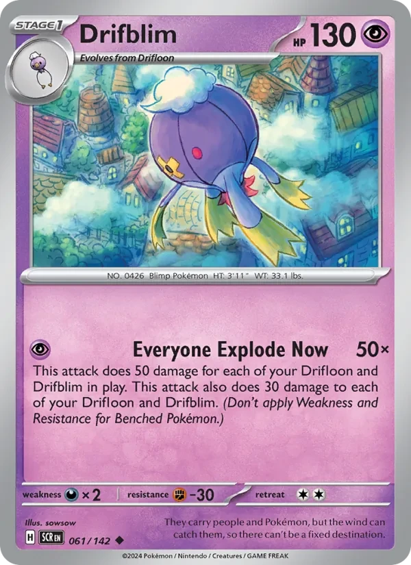 Drifblim 061/142 Stellar Crown Pokémon card