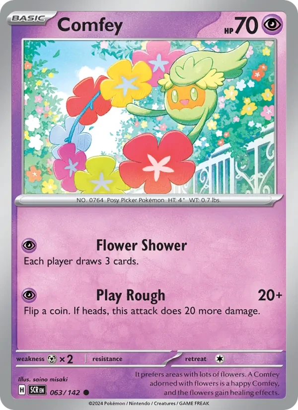 Comfey 063/142 Stellar Crown Pokémon card