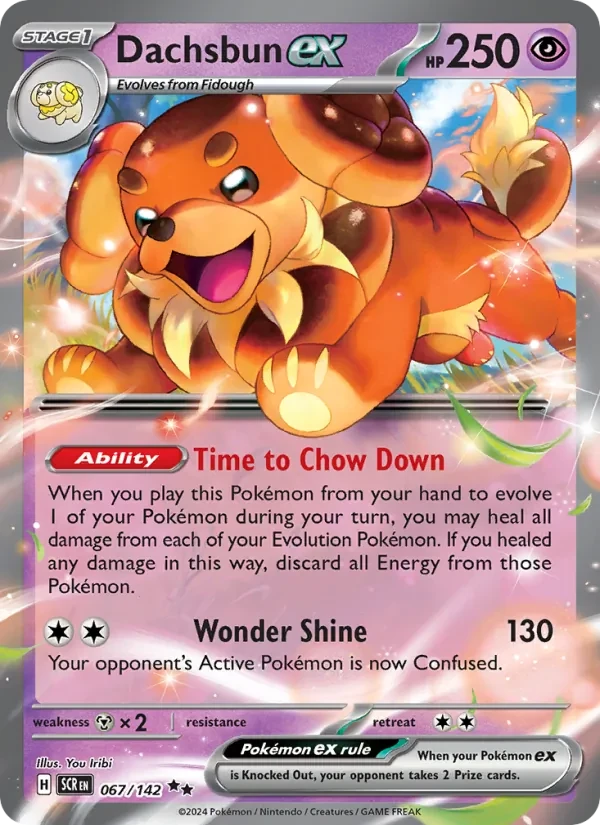 Dachsbun ex 067/142 Stellar Crown Pokémon card