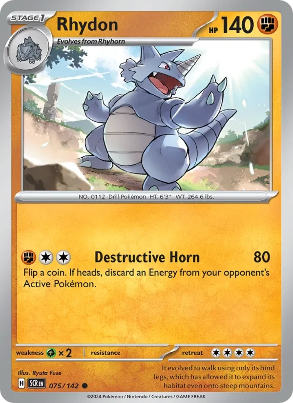 Rhydon 075/142 Stellar Crown Pokémon Karte
